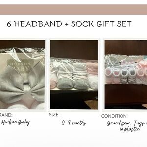Hudson Baby Gray and Pink Headband and Sock Set